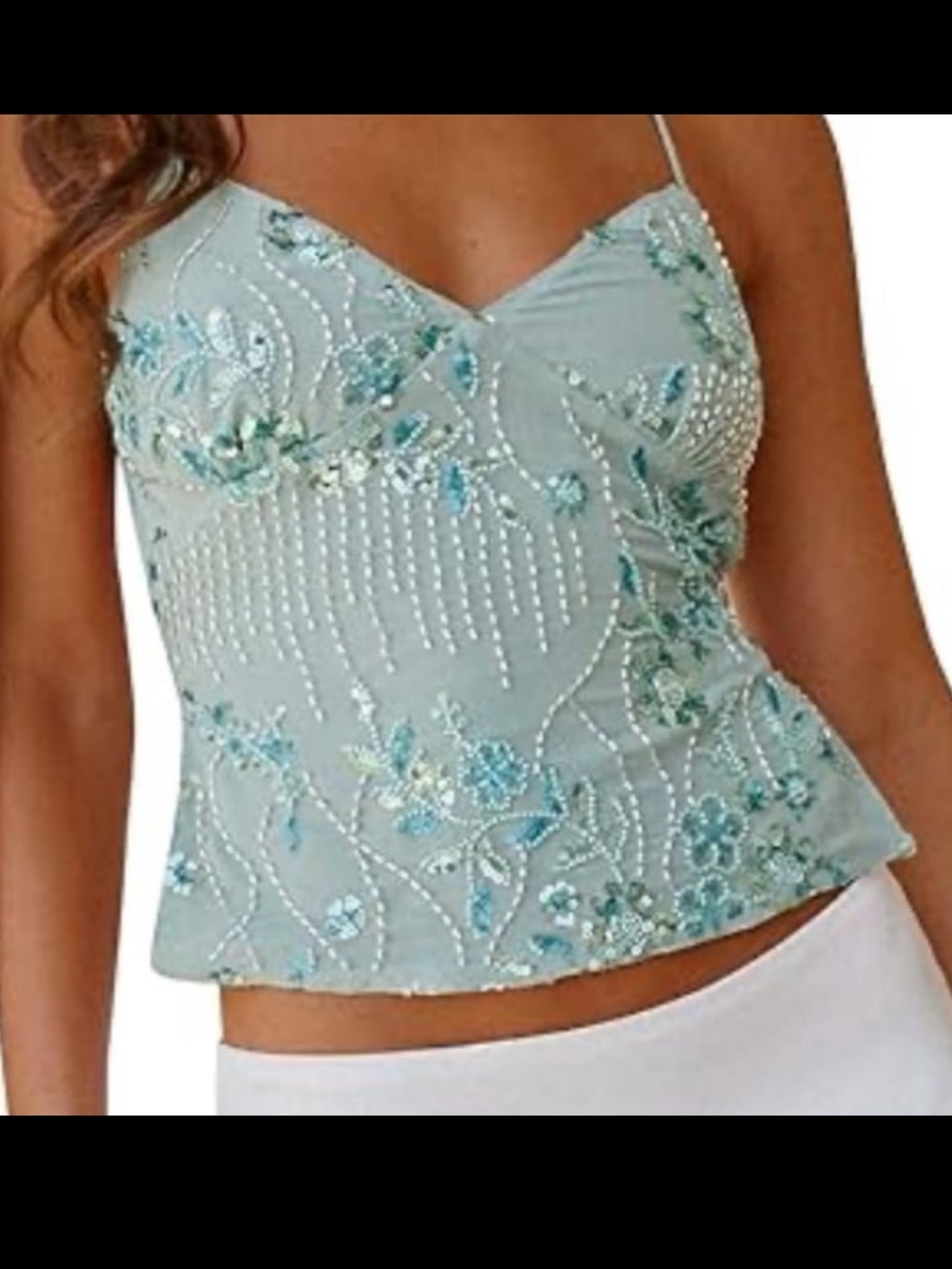 Green beaded top